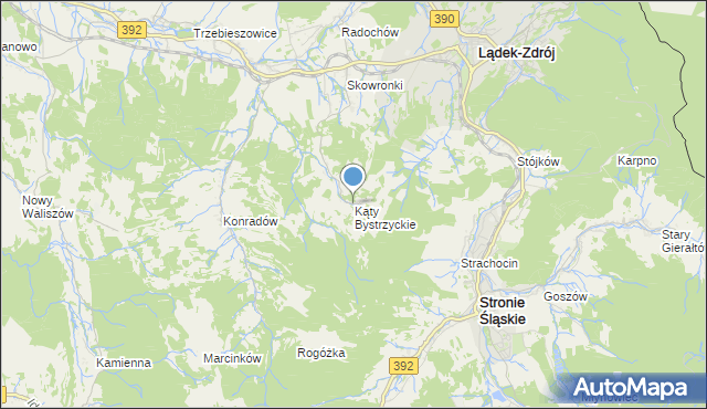 mapa Kąty Bystrzyckie, Kąty Bystrzyckie na mapie Targeo